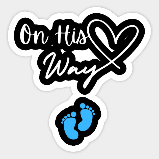 On His Way – Baby Boy Announcement Sticker by Inkarti