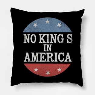 No Kings in America Vintage Distressed Patriotic Pillow