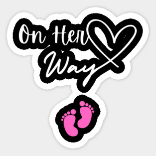 On Her Way – Baby Girl Announcement Sticker