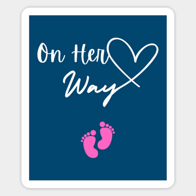 On Her Way – Baby Girl Announcement Magnet by Inkarti
