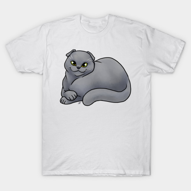 Cat - Scottish Fold Shorthair - Blue T-Shirt by Jen's Dogs Custom Gifts and Designs