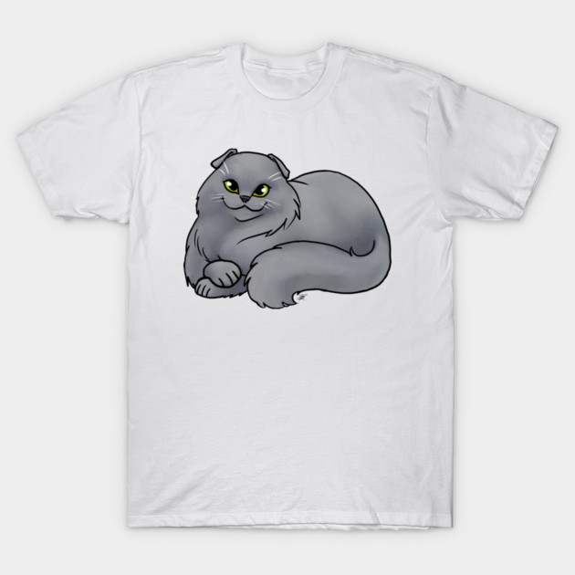 Cat - Scottish Fold Longhair - Blue T-Shirt by Jen's Dogs Custom Gifts and Designs
