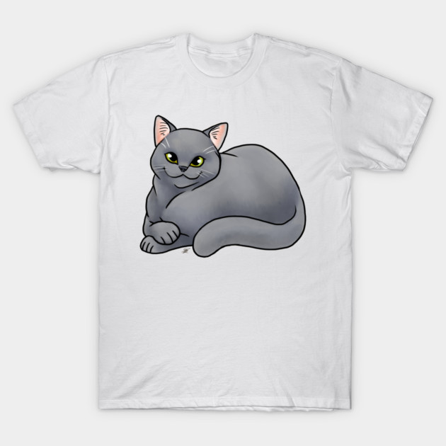 Cat - Scottish Straight Shorthair - Blue T-Shirt by Jen's Dogs Custom Gifts and Designs