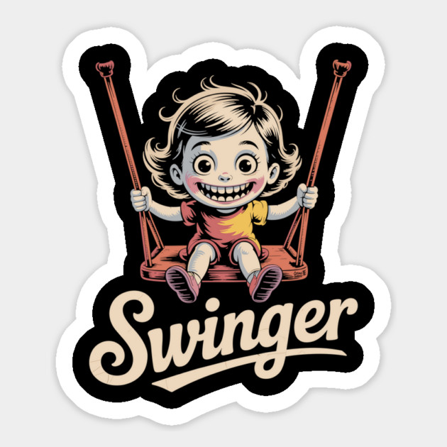 Swinger – Creepy Cute Retro Swing Girl Magnet by Cosmo Gazoo