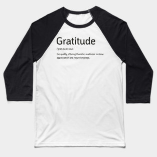 Gratitude White Baseball T-Shirt