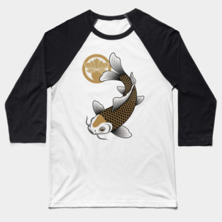 Golden Koi and Lotus Baseball T-Shirt
