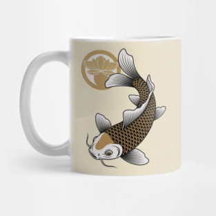 Golden Koi and Lotus Mug