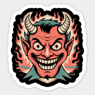 Smile from the Fire – Glitchy Devil Pixel Eyes Magnet