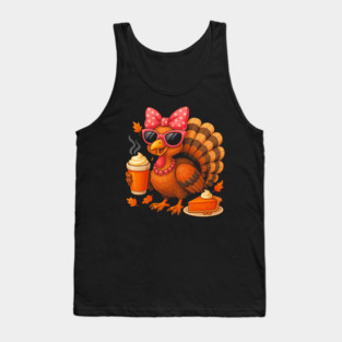 Trendy Thanksgiving Turkey with Coffee and Pie Tank Top