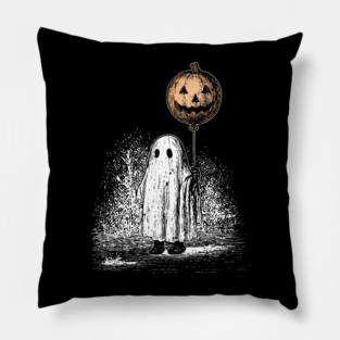 Ghost With Balloon Pumpkin Pillow