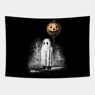 Ghost With Balloon Pumpkin Tapestry