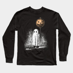 Ghost With Balloon Pumpkin Long Sleeve T-Shirt