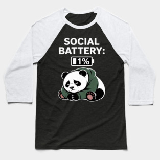 Social Battery 1 Percent Panda Funny Anti-Social Baseball T-Shirt