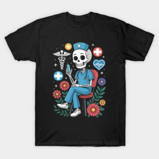 Nurse's Week Funny Skeleton Nursing Nurses Tarot CNA RN T-Shirt T-Shirt