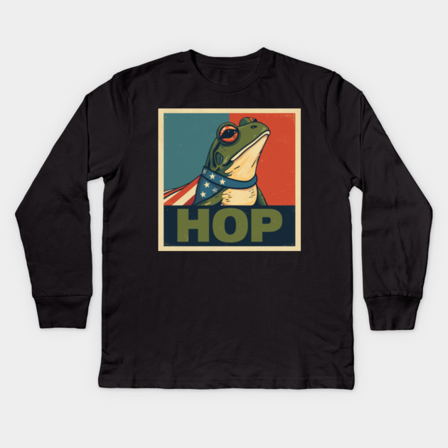 Portland-Frog Kids Long Sleeve T-Shirt by Creatifly Graphic Tees