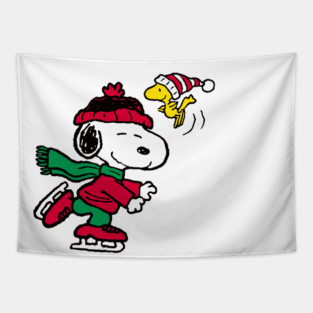 winter skating snoopy Tapestry