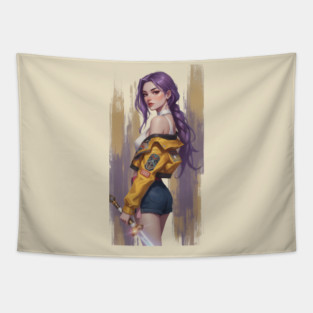 kpop Rumi artistic portrait Tapestry