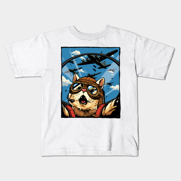 Cat Pilot Kids T-Shirt by GoshWow®
