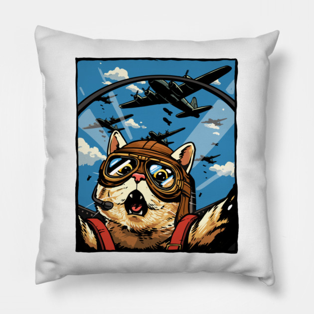 Cat Pilot Pillow by GoshWow®