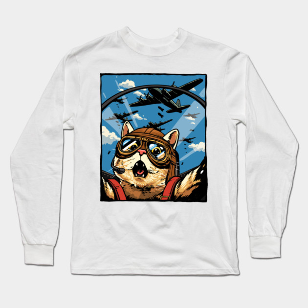 Cat Pilot Long Sleeve T-Shirt by GoshWow®