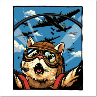 Cat Pilot Posters and Art