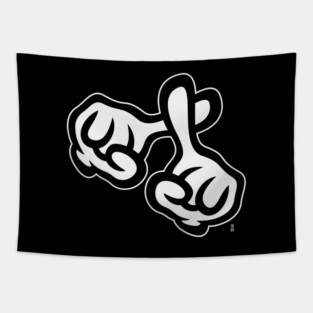 Crossed Fingers (Cross / Bible / Religion / NEG / 2C) Tapestry