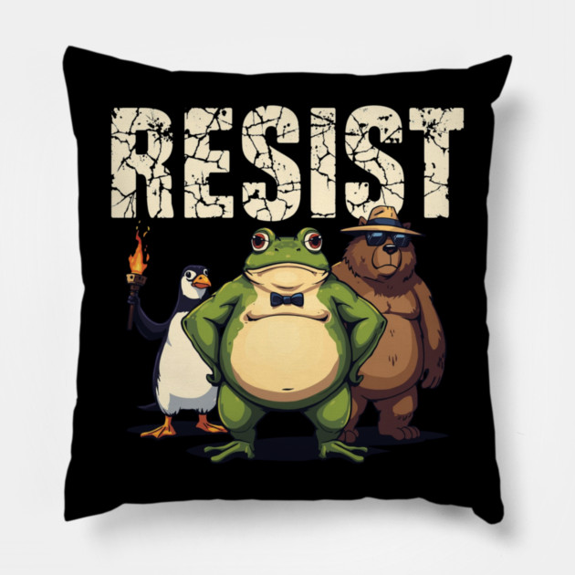 Portland-Frog Pillow by Creatifly Graphic Tees