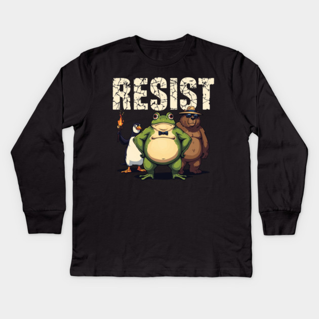 Portland-Frog Kids Long Sleeve T-Shirt by Creatifly Graphic Tees