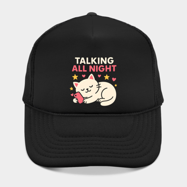 Talking All Night Cute Cat Phone Love Graphic Gift by MakerMind8.2