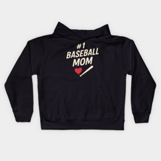 #1 Baseball Mom Gift Graphic for Sports Fans and Parents Kids Hoodie