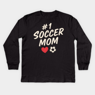 #1 Soccer Mom Heart Soccer Ball Graphic Gift Kids Long Sleeve T-Shirt