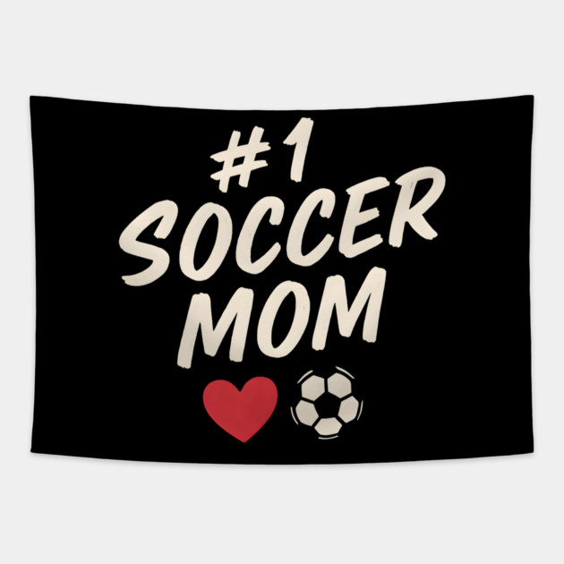 #1 Soccer Mom Heart Soccer Ball Graphic Gift Tapestry by MakerMind8.2