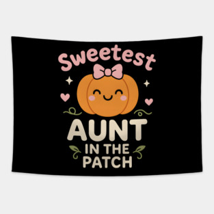 Sweetest Aunt in the Patch Cute Pumpkin Fall Graphic Gift Tapestry