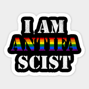I Am Anti Fascist Rainbow Pride Flag LGBTQ Equality Activism Sticker