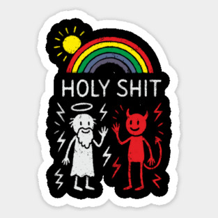 Holy Shit God And Devil High Five Absurd Sarcasm Magnet