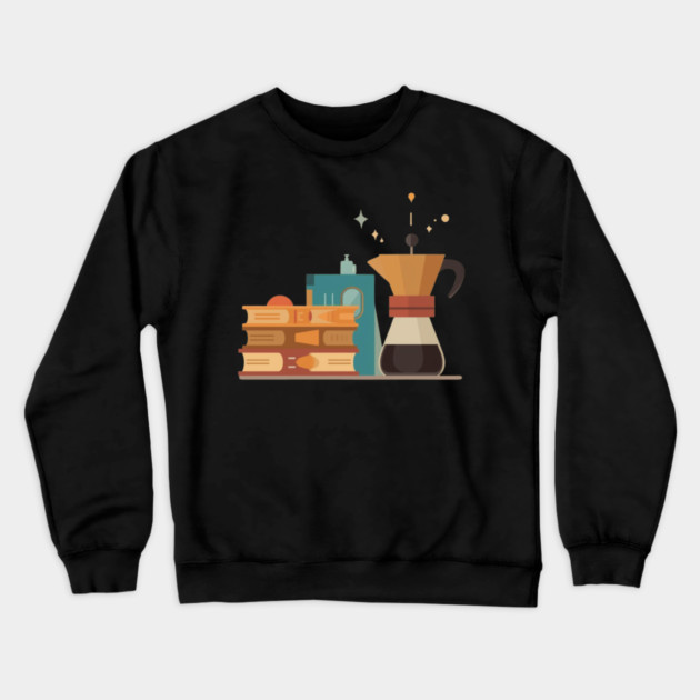 Paperbacks and Pour Over books coffee Crewneck Sweatshirt by SR8891