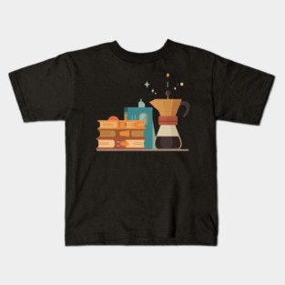 Paperbacks and Pour Over books coffee Kids T-Shirt