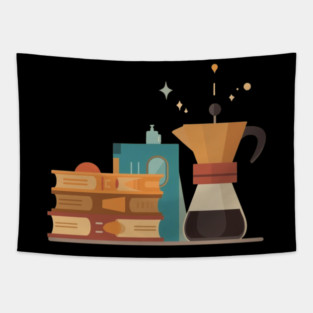 Paperbacks and Pour Over books coffee Tapestry