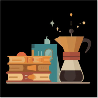 Paperbacks and Pour Over books coffee Posters and Art