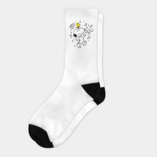 Dancing Snoopy and Woodstock Music Vibes Socks