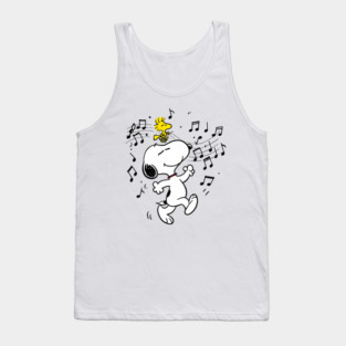 Dancing Snoopy and Woodstock Music Vibes Tank Top