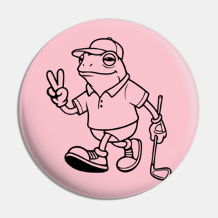 Vintage Golf Mascot Design for Men, Funny Frog Golfer Pin