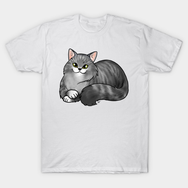 Cat - Scottish Straight Longhair - Silver Tabby T-Shirt by Jen's Dogs Custom Gifts and Designs