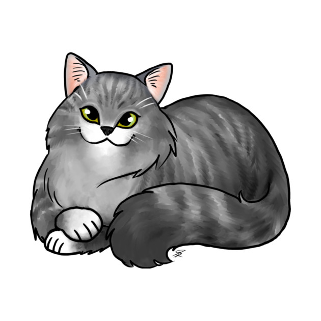 Cat - Scottish Straight Longhair - Silver Tabby by Jen's Dogs Custom Gifts and Designs