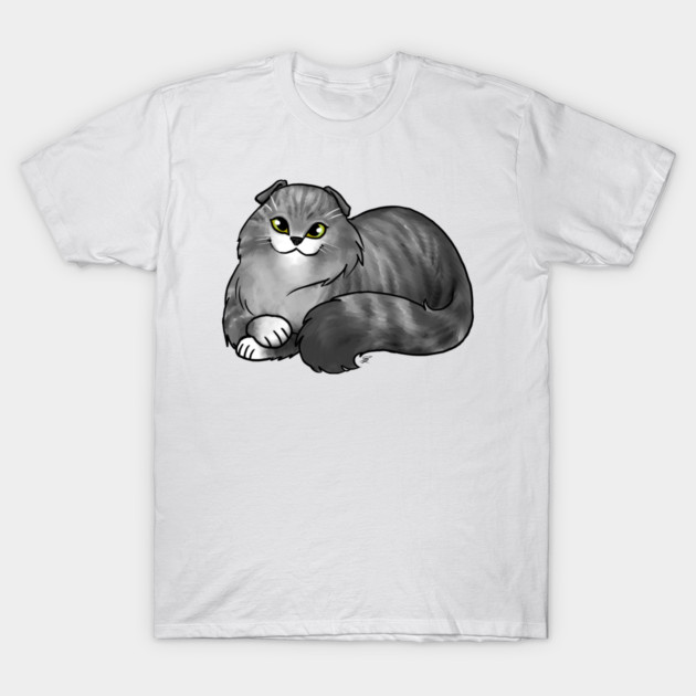 Cat - Scottish Fold Longhair - Silver Tabby T-Shirt by Jen's Dogs Custom Gifts and Designs
