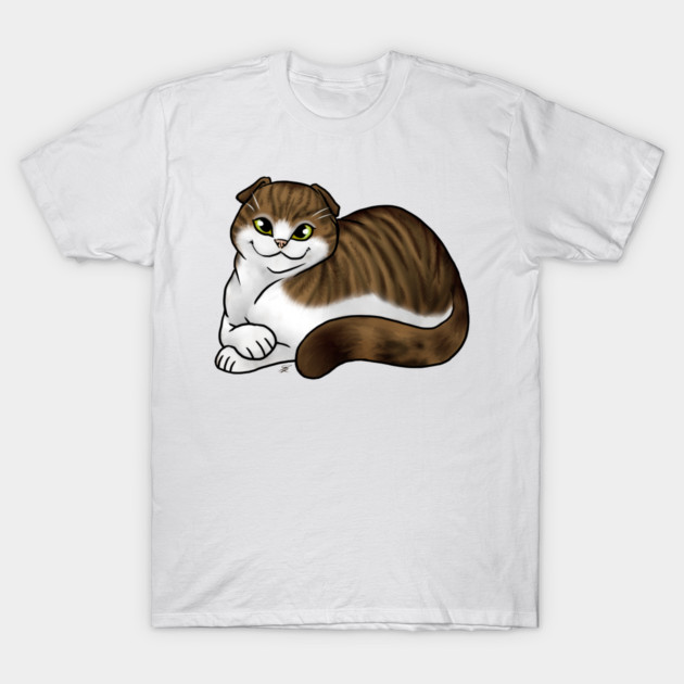 Cat - Scottish Fold Shorthair - White and Tabby T-Shirt by Jen's Dogs Custom Gifts and Designs