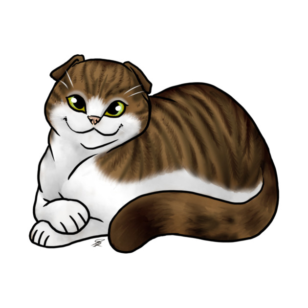 Cat - Scottish Fold Shorthair - White and Tabby by Jen's Dogs Custom Gifts and Designs