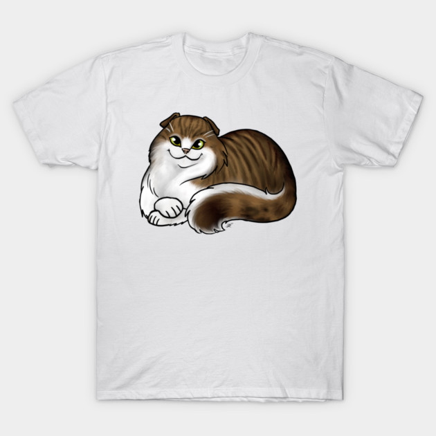 Cat - Scottish Fold Longhair - White and Tabby T-Shirt by Jen's Dogs Custom Gifts and Designs