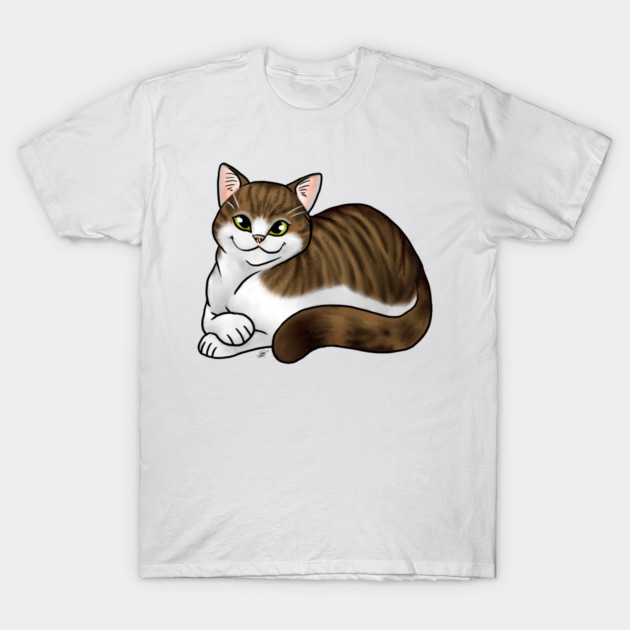 Cat - Scottish Straight Shorthair - White and Tabby T-Shirt by Jen's Dogs Custom Gifts and Designs