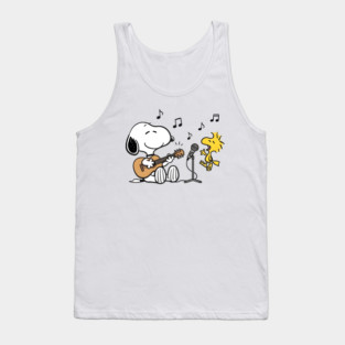 Snoopy and Woodstock playing music Tank Top